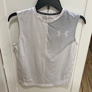 Under Armour Heatgear White and Gray Sleeveless Top